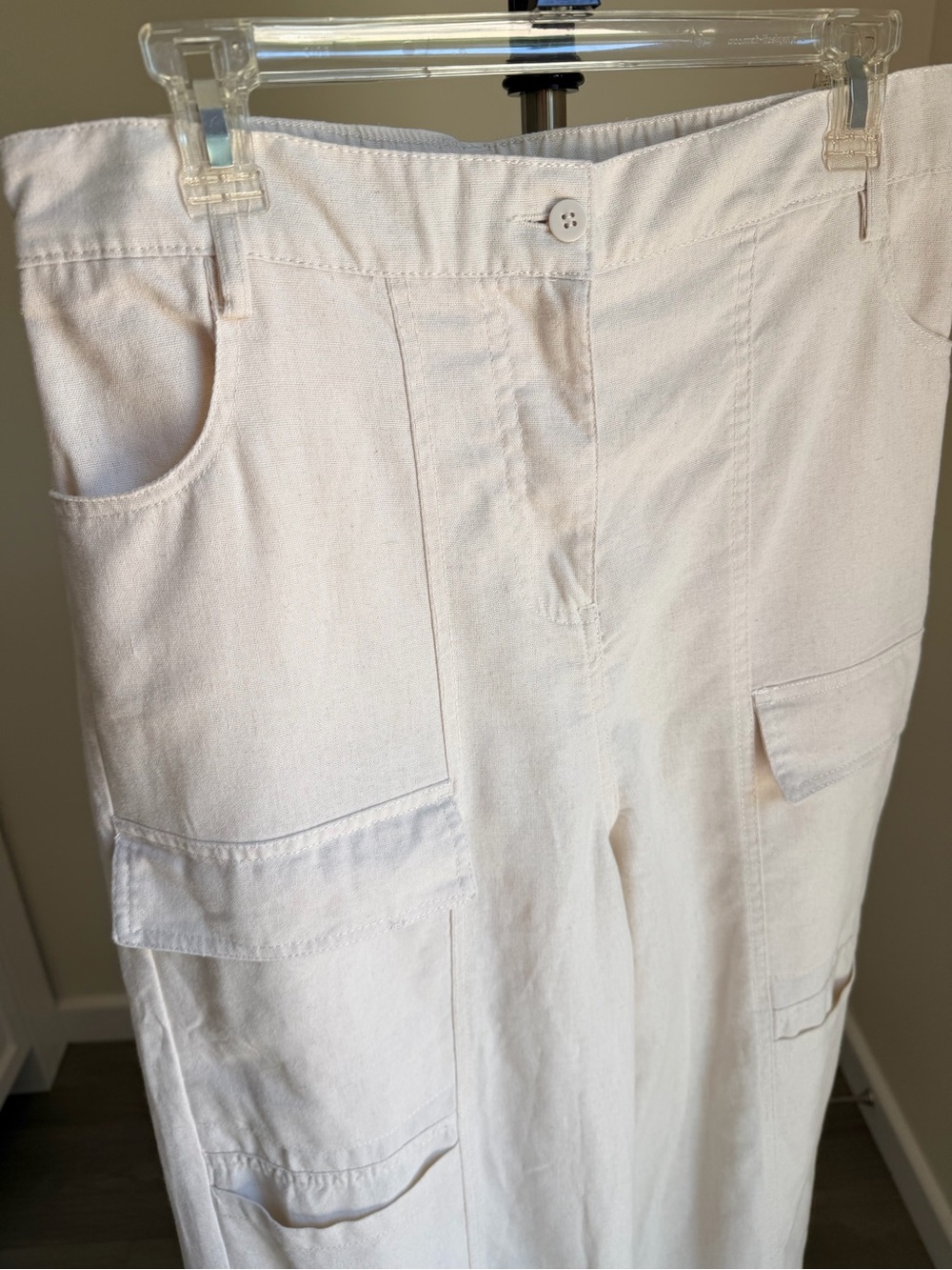 Hunter & Brown like new Cream Elastic-Waist Linen Blend Pants L - Picture 5 of 15